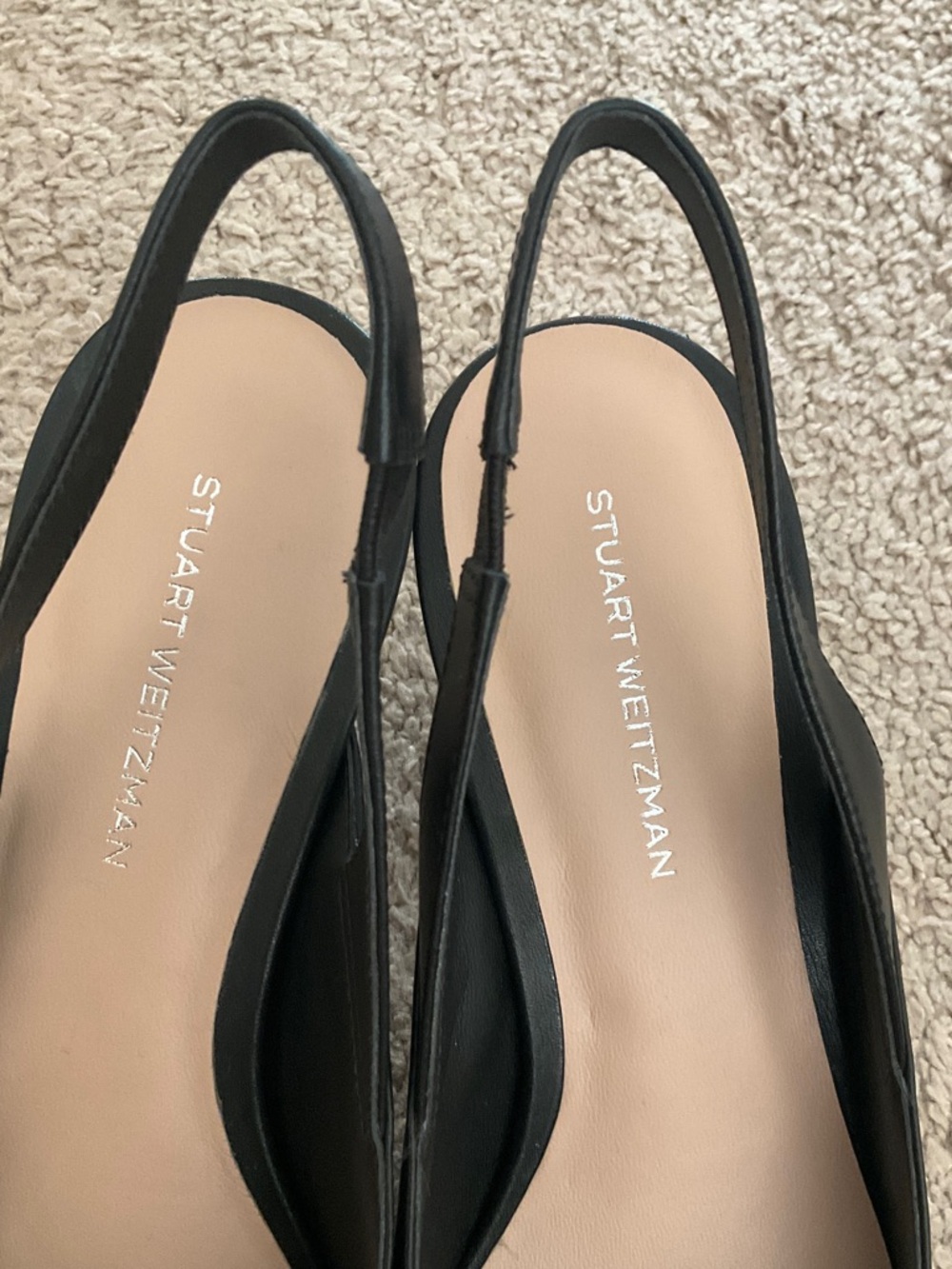 Stuart Weitzman Black Leather Pointed-Toe Slingback Pump - Picture 5 of 8
